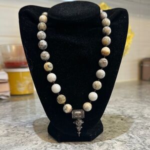 William Bruford & Son Elegant Silver + Beaded Gemstone Necklace Vintage